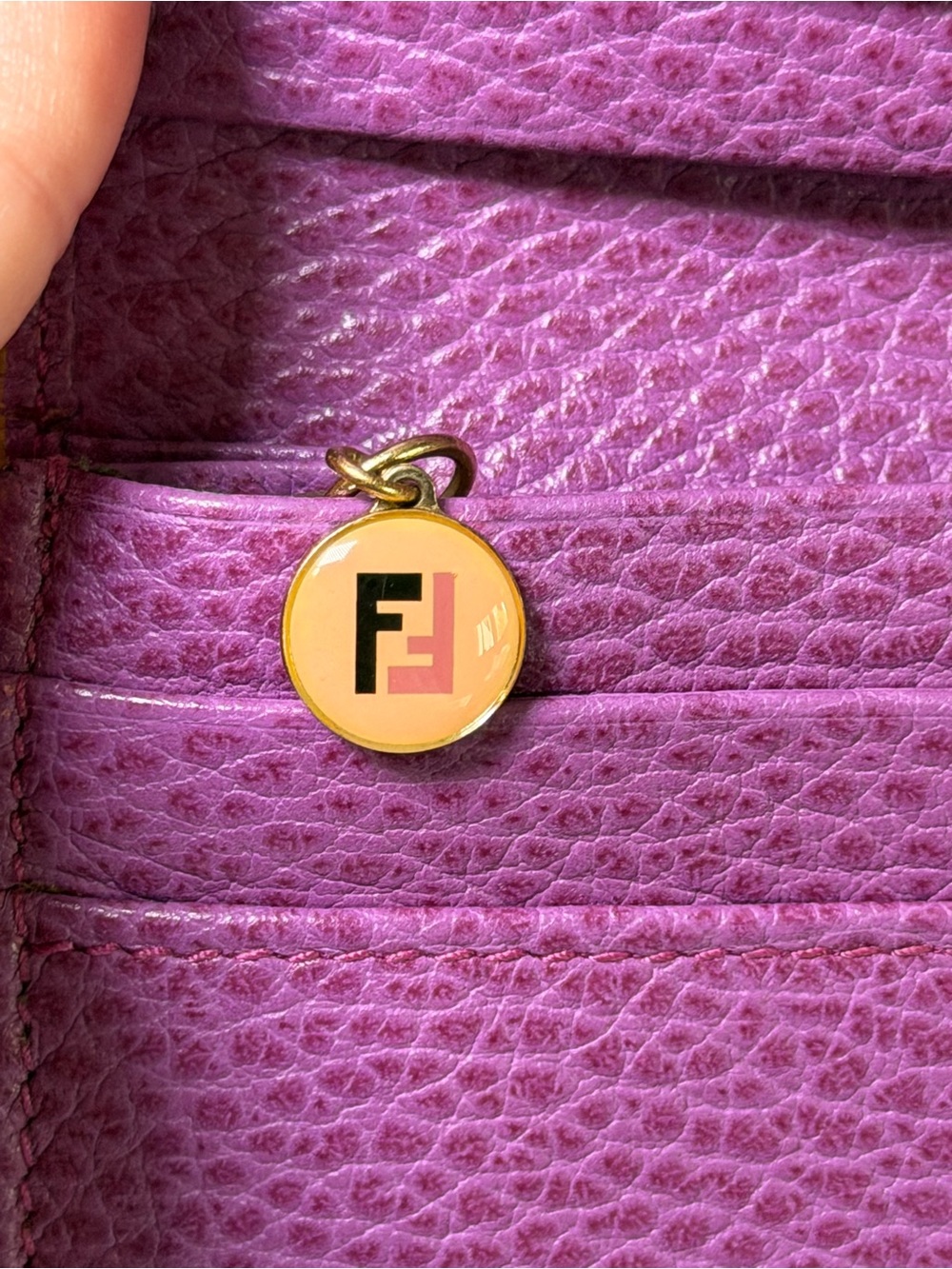 Fendi purple pebbled leather wallet - Picture 7 of 16
